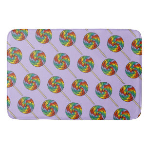 Purple Rainbow Lollipop Candy Sweet Lollies Bath Mat