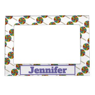 Purple Rainbow Lollipop Candy Sweet Lollies Magnetic Frame