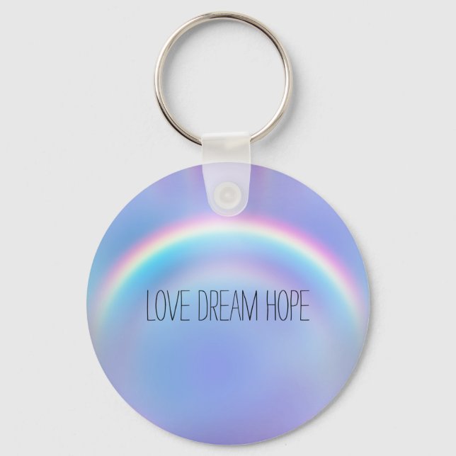 Purple Rainbow Love Dream Hope Personalized Keychain (Front)