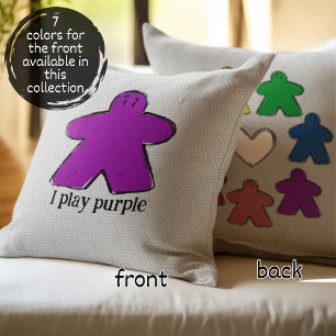 Purple Rainbow Meeple Board Game Love Throw Pillow