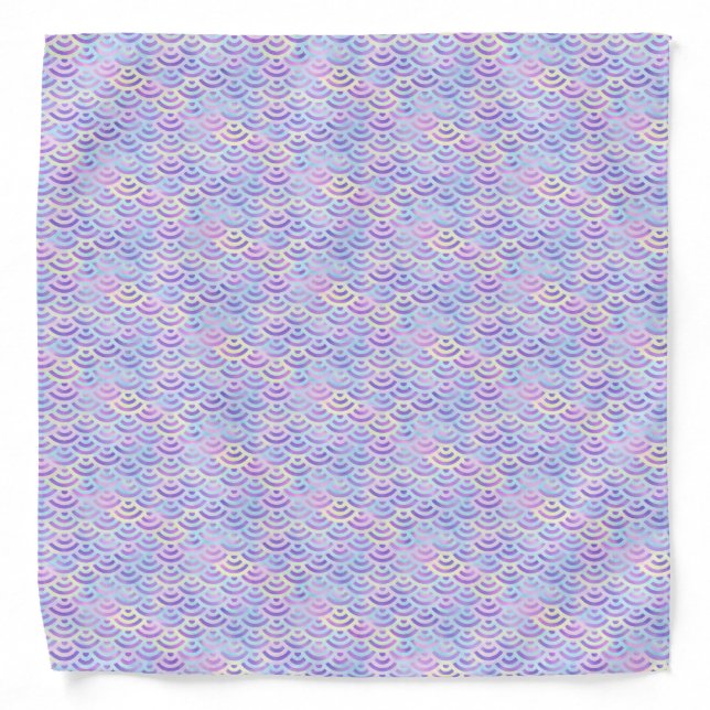 Purple Rainbow Mermaid Pastel Pattern Bandana (Front)