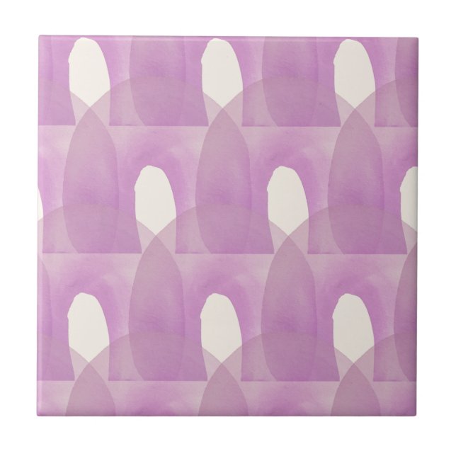 Purple Rainbow Mid Century Modern Pattern Ceramic Tile (Front)