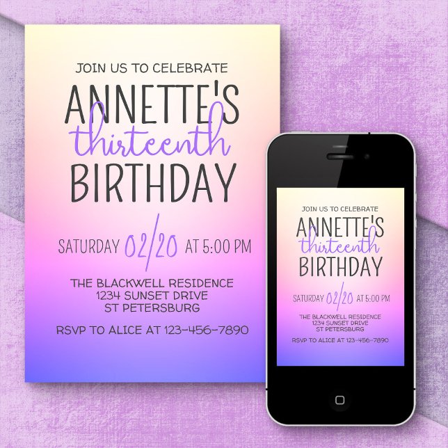 Purple Rainbow Ombre Invitation (Creator Uploaded)