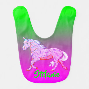 Purple Rainbow Palomino (bright pink & green) Baby Bib