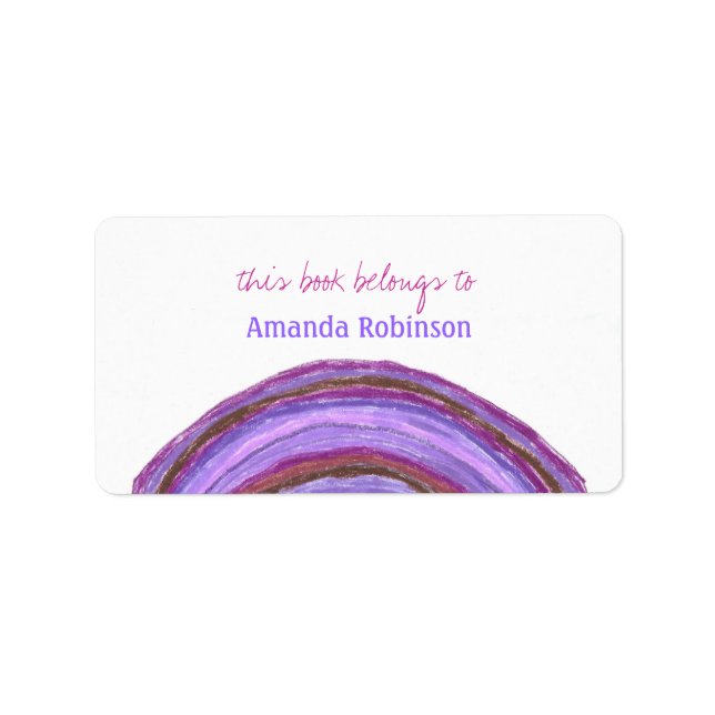 Purple rainbow personalized bookplate (Front)