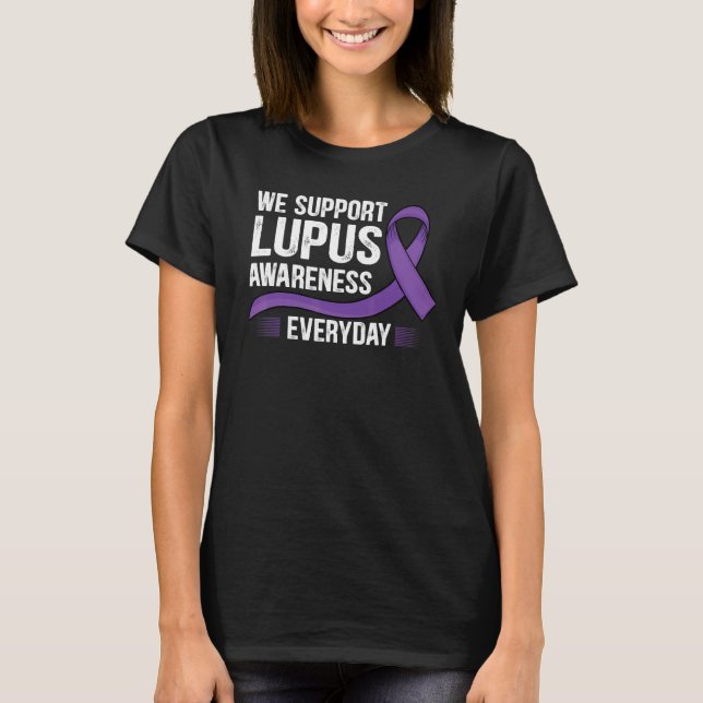 Purple Rainbow Ribbon Support Warrior Of A Lupus A T-Shirt (Front)