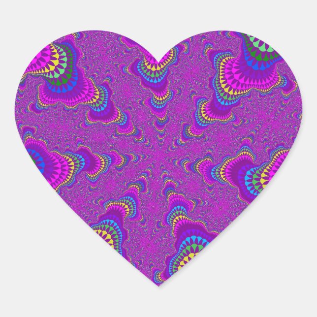 Purple Rainbow Starburst Heart Stickers (Front)