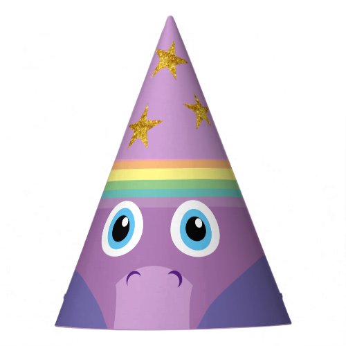 Purple Rainbow Unicorn Face Costume Party Hat