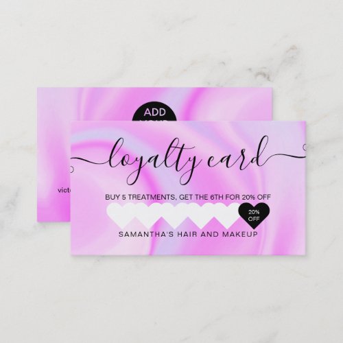 purple rainbow unicorn marble chic heart makeup loyalty card