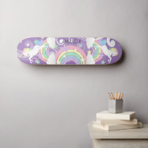 Purple Rainbow Unicorn Skateboard