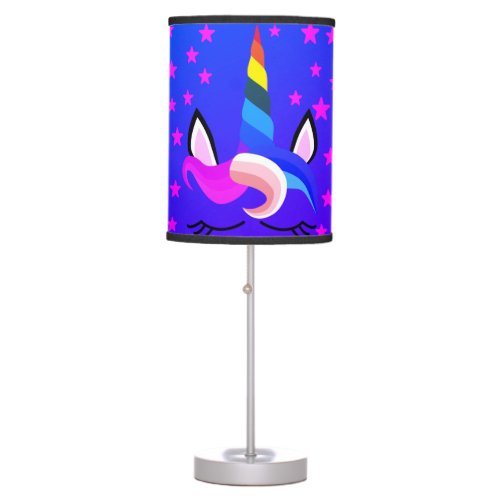 Purple Rainbow Unicorn Star Print Table Lamp