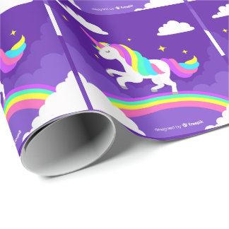Purple Rainbow Unicorn Wrapping Paper