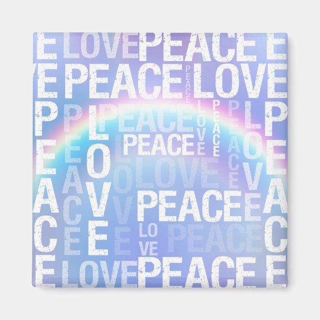 Purple Rainbow White Peace Love     Magnet (Front)