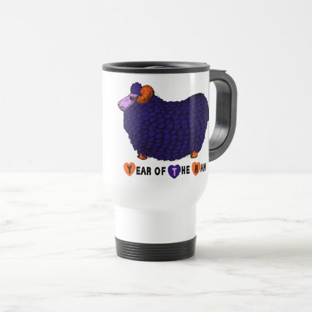 Purple Ram Chinese Year Zodiac Travel Mug (Front Right)