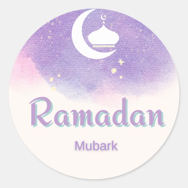 Purple Ramadan mubark Classic Round Sticker (Front)