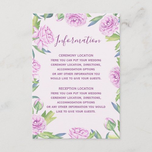 Purple Ranunculus Spring Wedding Information Cards