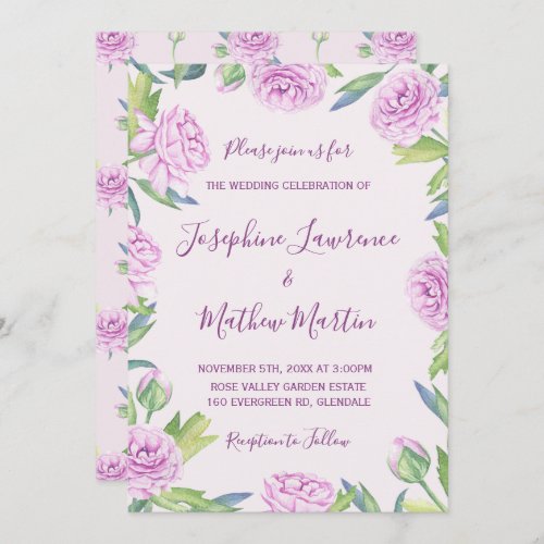 Purple Ranunculus Spring Wedding Invitations