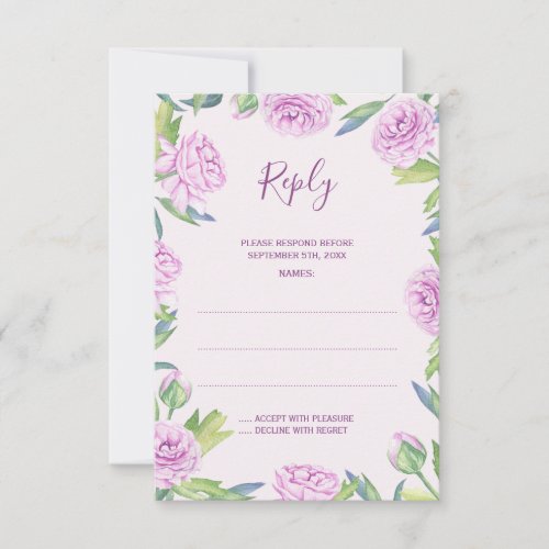 Purple Ranunculus Spring Wedding Reply Cards