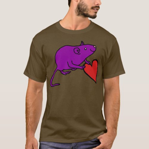 Purple Rat Holds Your Love Heart on Valentines Day T_Shirt