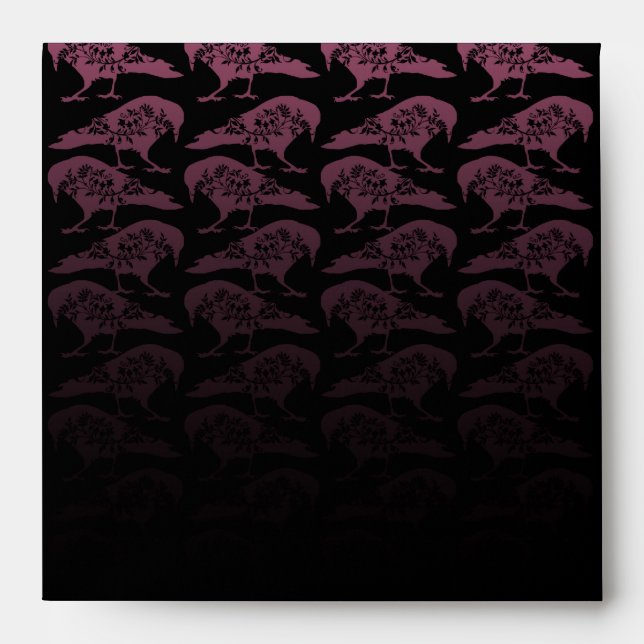 Purple Raven Gothic Wedding Envelope (Front)