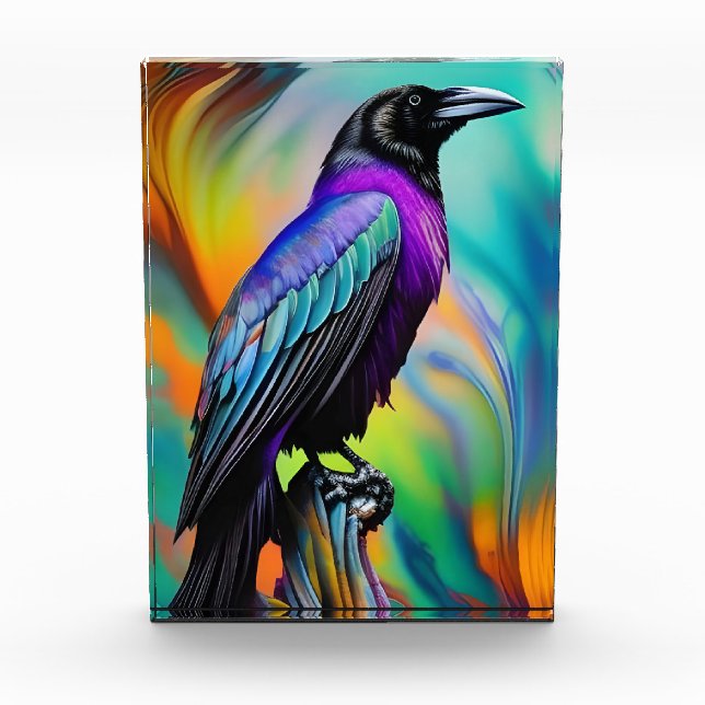 Purple Raven,  northern lights background Acrylic Award (Front)