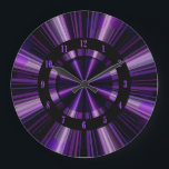 Purple Rays Of Light Wall Clock<br><div class="desc">Purple light rays on a dark background.</div>