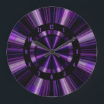 Purple Rays Of Light Wall Clock<br><div class="desc">Purple light rays on a dark background.</div>