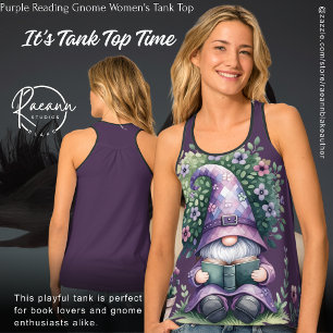 Purple Reading Gnome Women's Tank Top