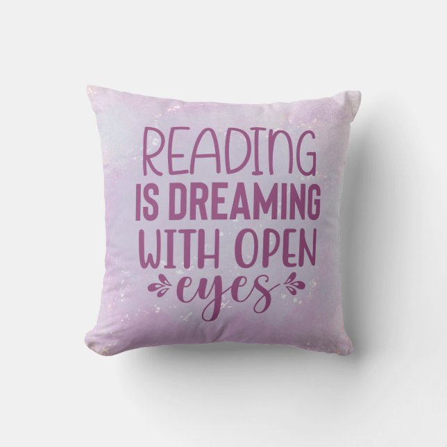 Purple Reading is Dreaming With Open Eyes Coffee Throw Pillow (Front)