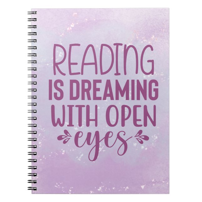 Purple Reading is Dreaming With Open Eyes Magnet Notebook (Front)