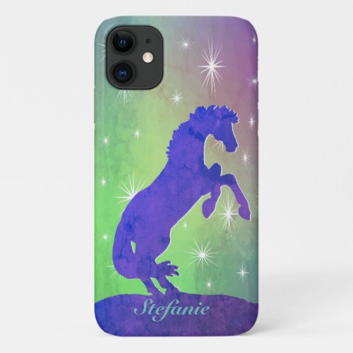 Purple Rearing Horse V stars iPhone 11 Case