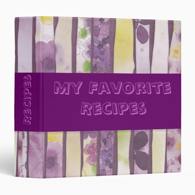 Purple Recipe Book 3 Ring Binder (Front/Spine)