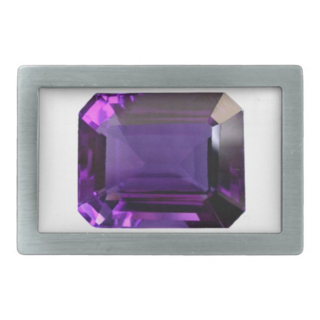 Purple Rectangular Amethyst Gemstone Belt Buckle (Front)
