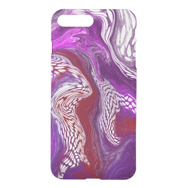 Purple Red Abstract Modern Marble Fluid Art Uncommon iPhone Case (Back)