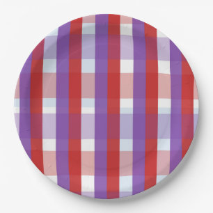 Purple, Red and Pink Gingham Paper Plates