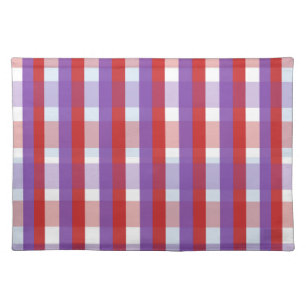 Purple, Red and Pink Gingham Pattern Cloth Placemat