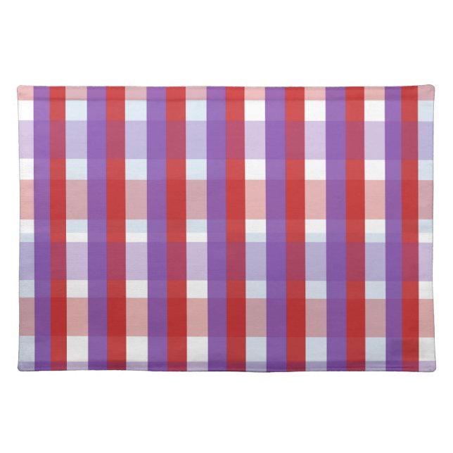 Purple, Red and Pink Gingham Pattern Cloth Placemat (Front)