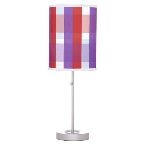 Purple Red and Pink Gingham Pattern Table Lamp