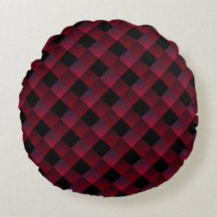 Purple Red Black Round Pillow