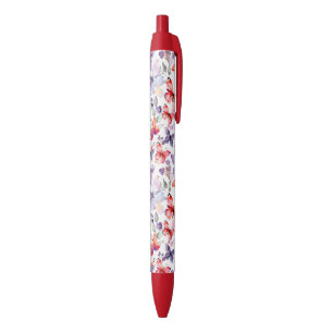 Purple Red Butterflies Pen
