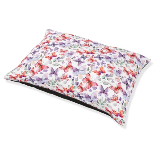 Purple Red Butterflies Pet Bed