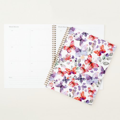 Purple Red Butterflies Planner