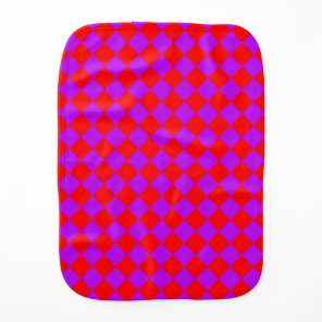 Purple Red Checker Diamond Pattern Baby Burp Cloth