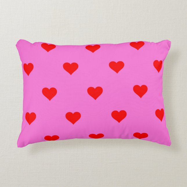 Purple Red Cute Simple Heart Pattern Accent Pillow (Front)