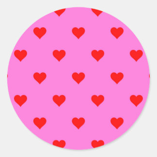 Purple Red Cute Simple Heart Pattern Classic Round Sticker