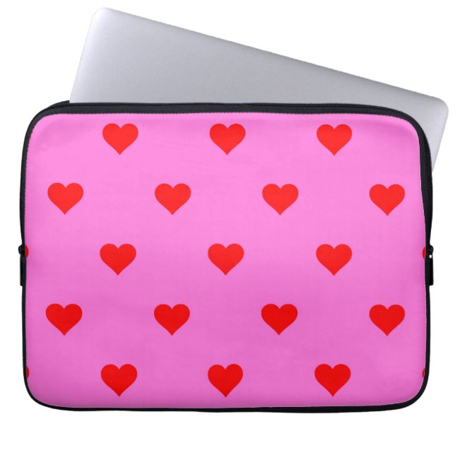 Purple Red Cute Simple Heart Pattern Laptop Sleeve (Front)