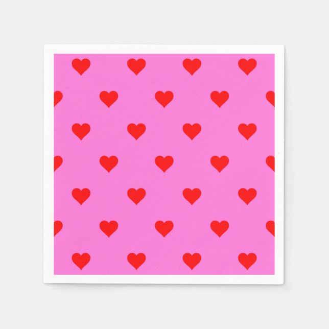 Purple Red Cute Simple Heart Pattern Napkins (Front)