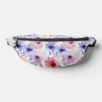 Purple Red Elegant Watercolor Floral Pattern Fanny Pack by wasootch at Zazzle