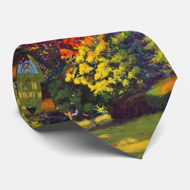Purple Red Green Yellow Blue-Green Autumn Neck Tie (Rolled)