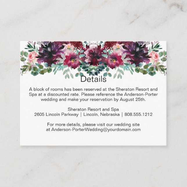 Purple Red Mauve Pink Spray Enclosure Cards (Front)